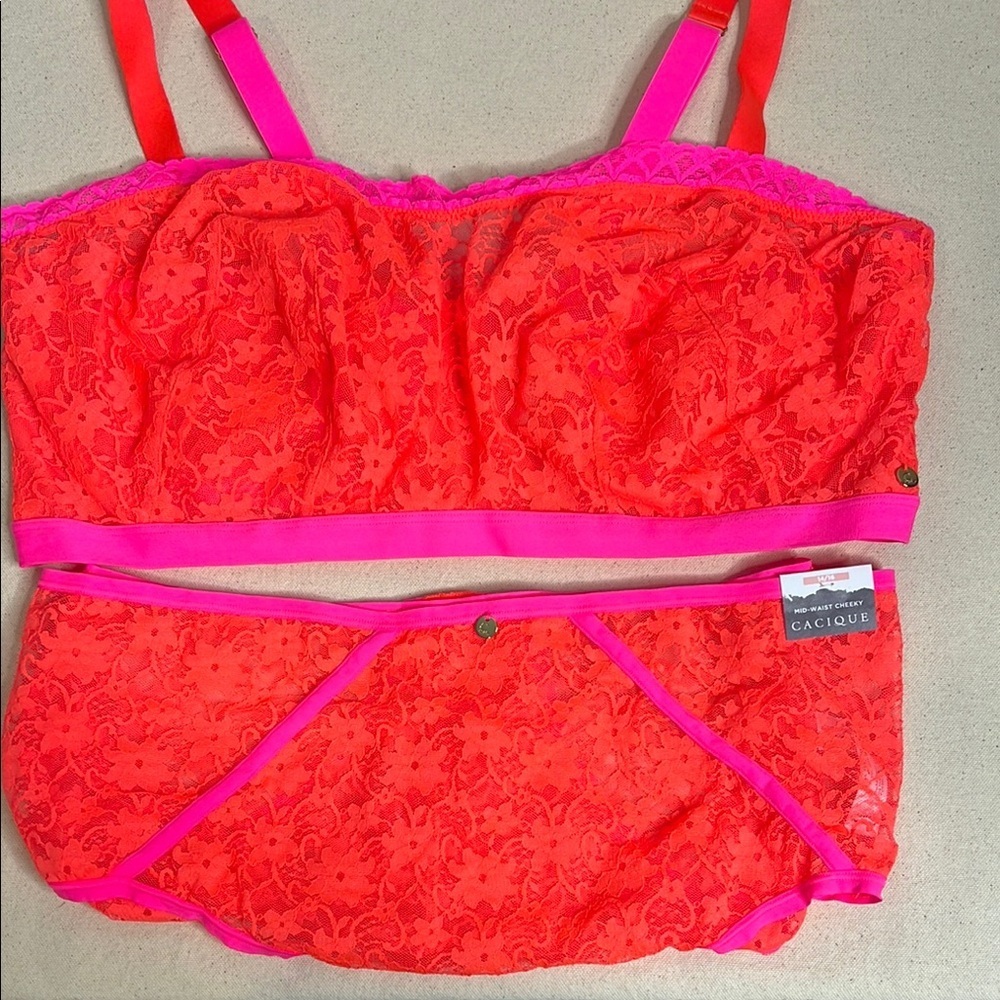 Cacique Neon Lace Mid-Waist Cheeky Set | Impossible to Find